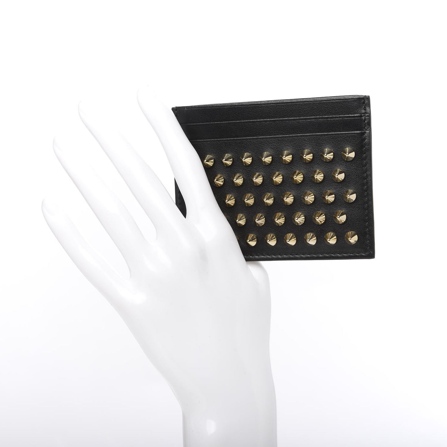 Calfskin Paris Spikes Kios Card Holder Black