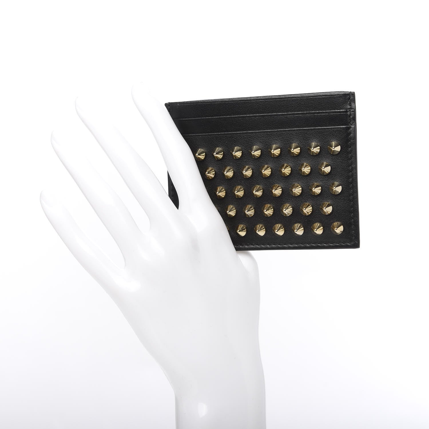 Christian Louboutin Calfskin Paris Spikes Kios Card Holder Black 2 of 7