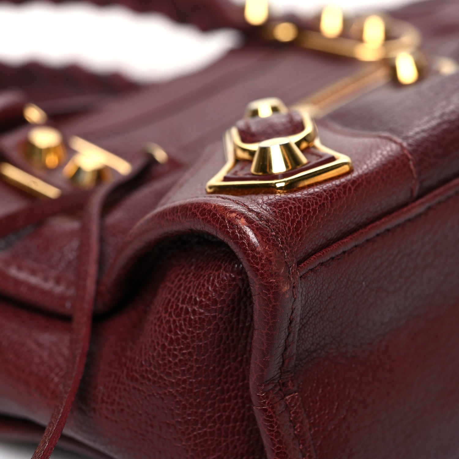 Balenciaga Chevre Gold Metallic Edge Hardware Mini City Bordeaux 9 of 14