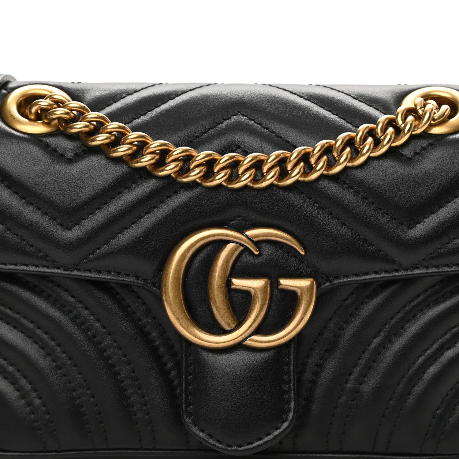 Gucci Calfskin Matelasse Mini GG Marmont Shoulder Bag Black 8 of 12