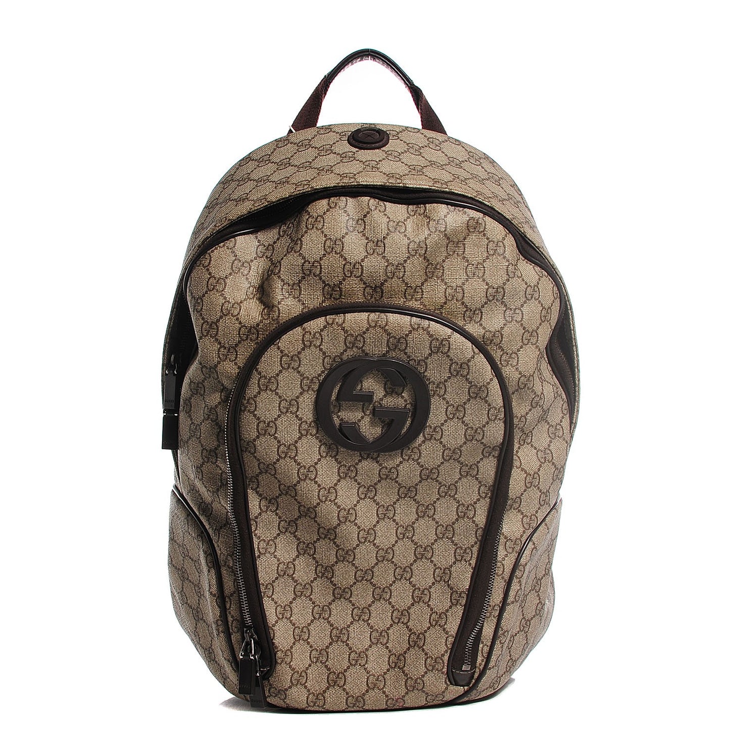GG Plus Monogram Medium Interlocking G Travel Backpack Brown
