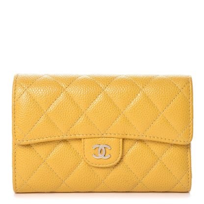 Chanel Caviar Quilted Medium Flap Wallet Yellow 1 of 12