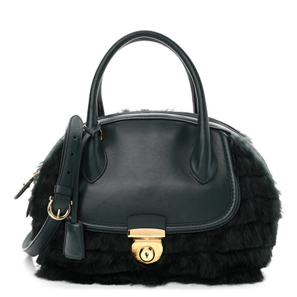 Salvatore Ferragamo Fur Calfskin Fiamma Bag Dark Green 1 of 9