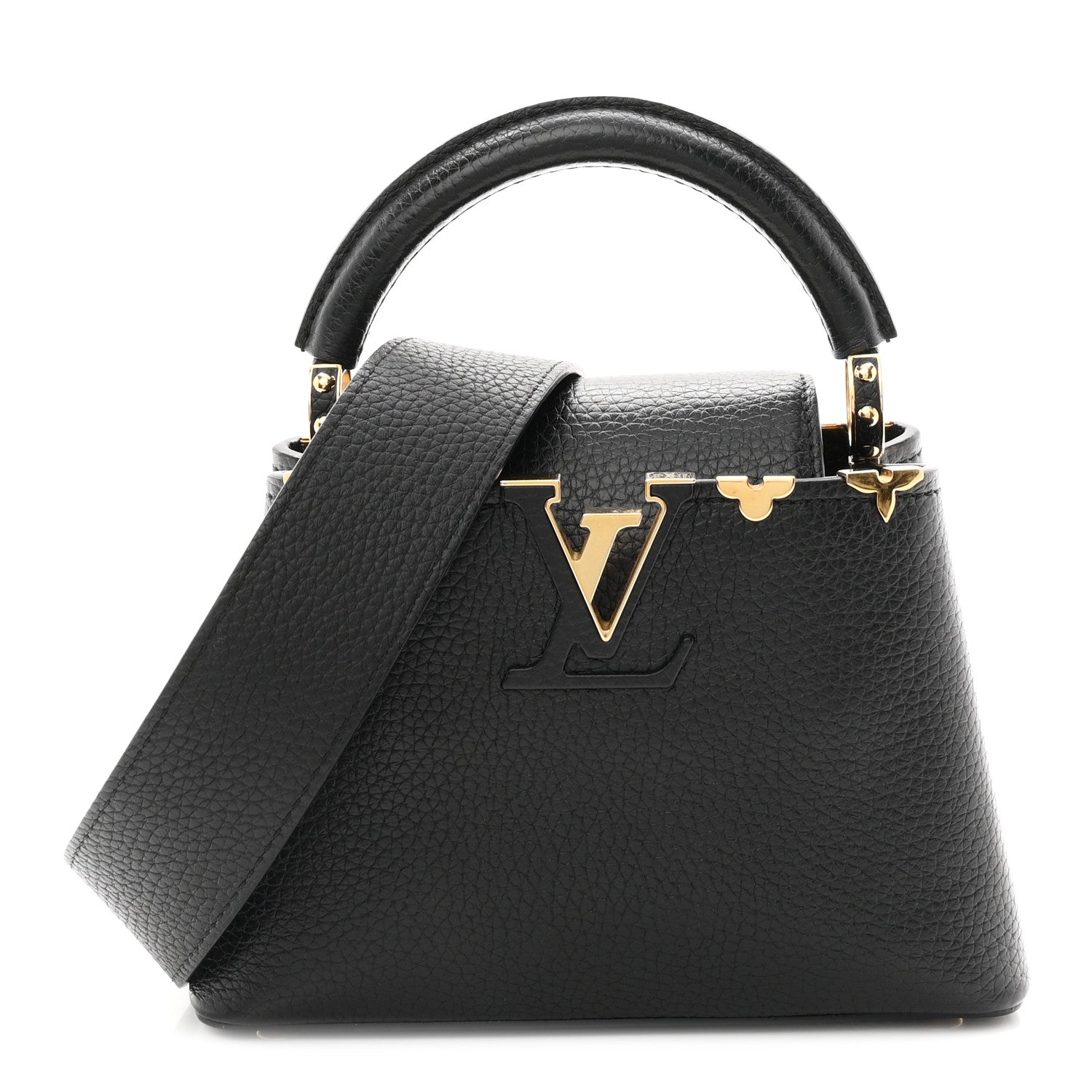 Louis Vuitton Taurillon Embellished Flower Crown Capucines Mini Black 1 of 9