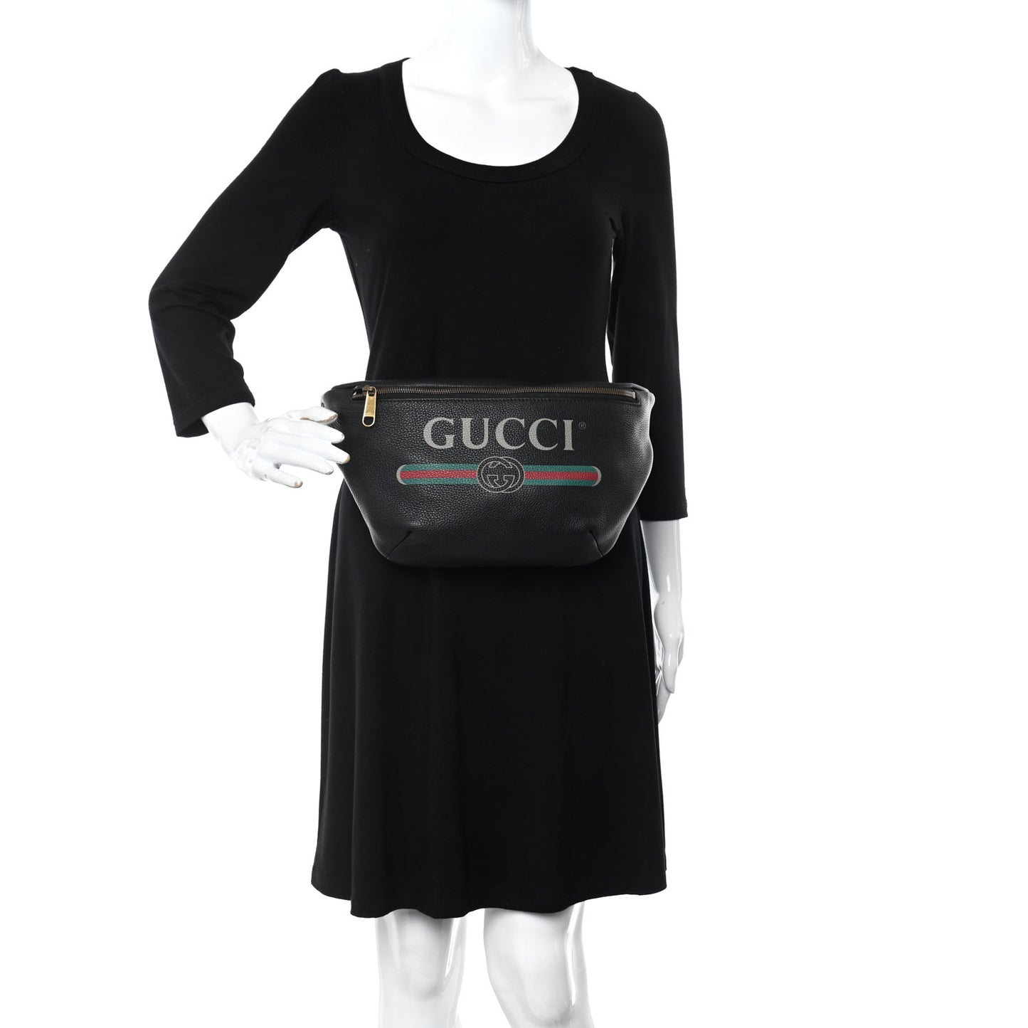 Grained Calfskin Logo Belt Bag Black
