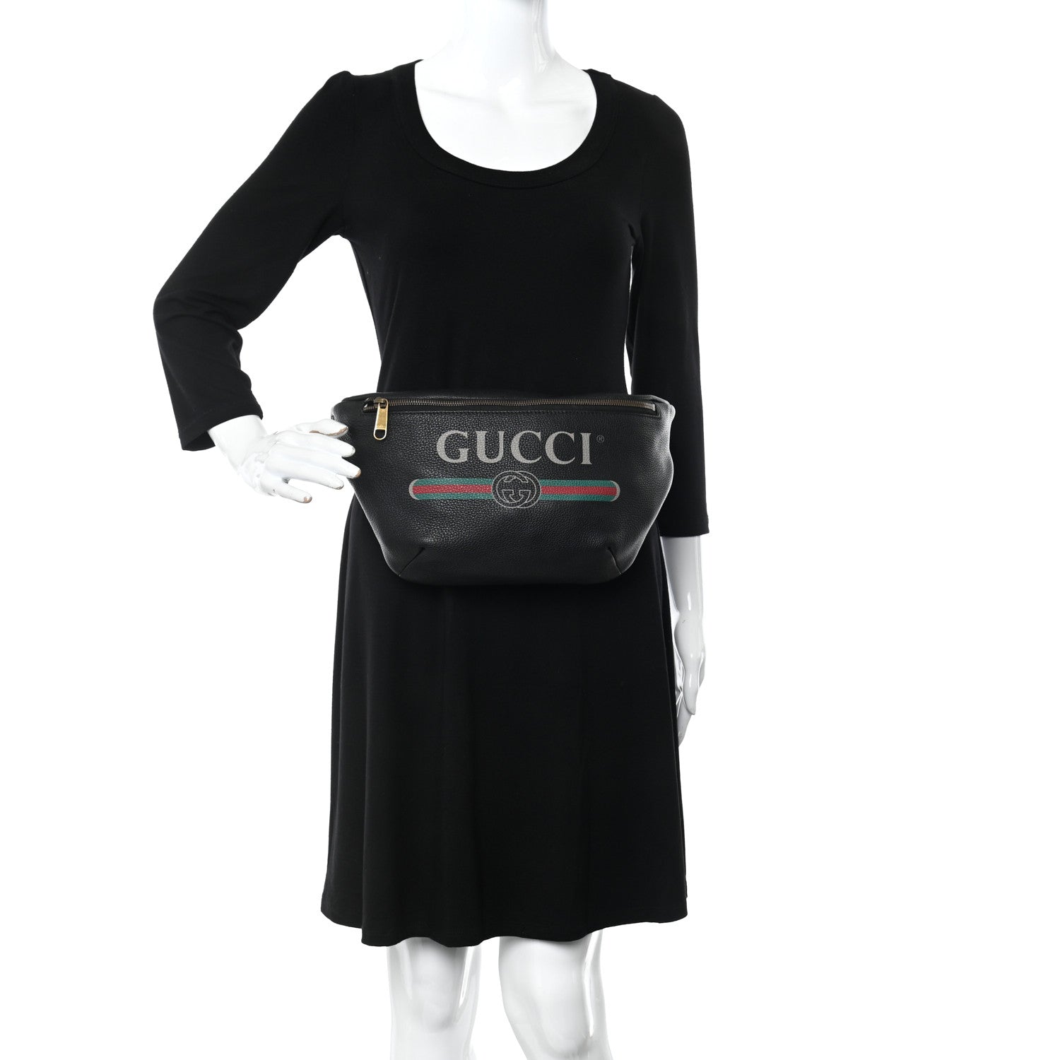 Gucci Grained Calfskin Logo Belt Bag Black 2 of 11