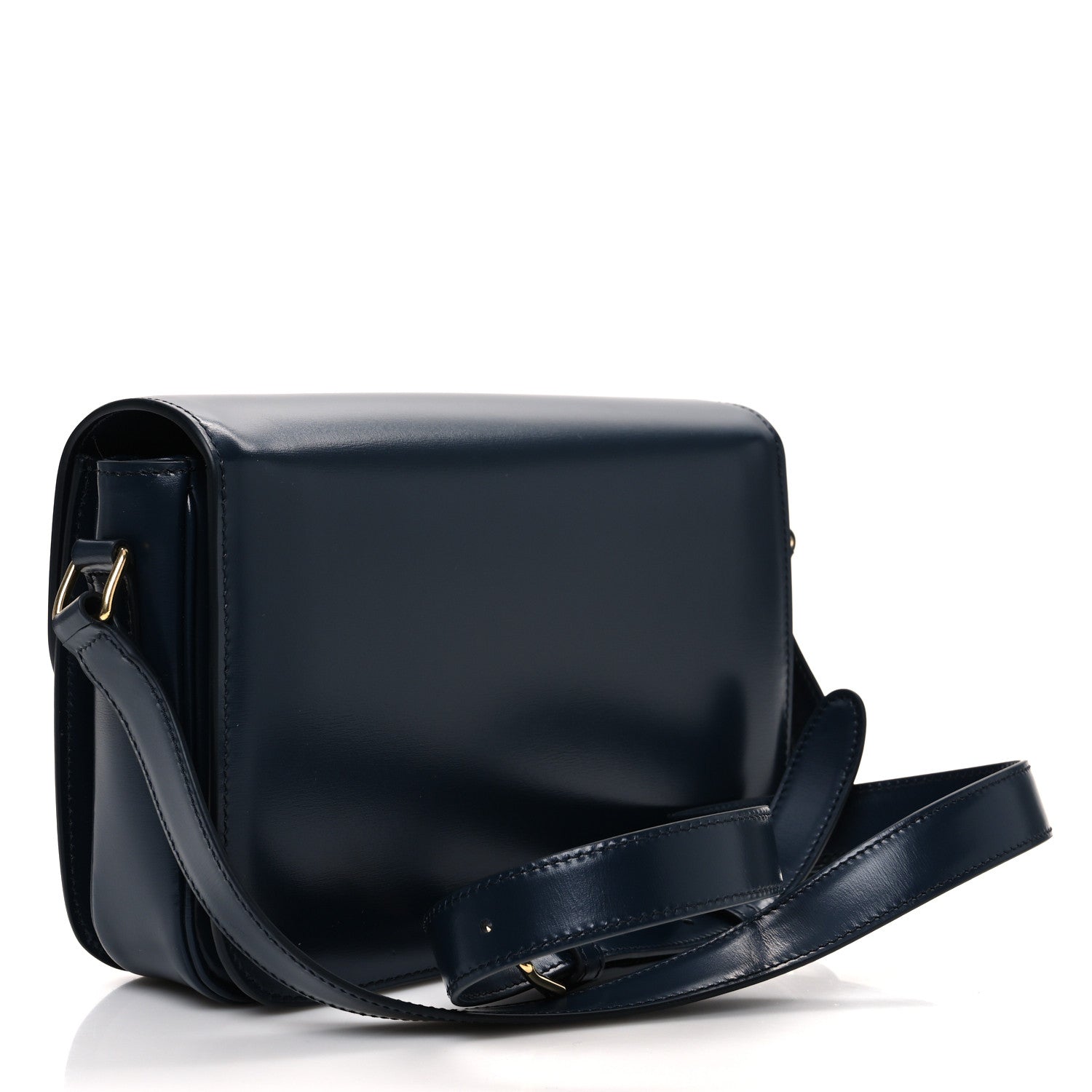 Celine Shiny Calfskin Medium Triomphe Navy Blue 3 of 13