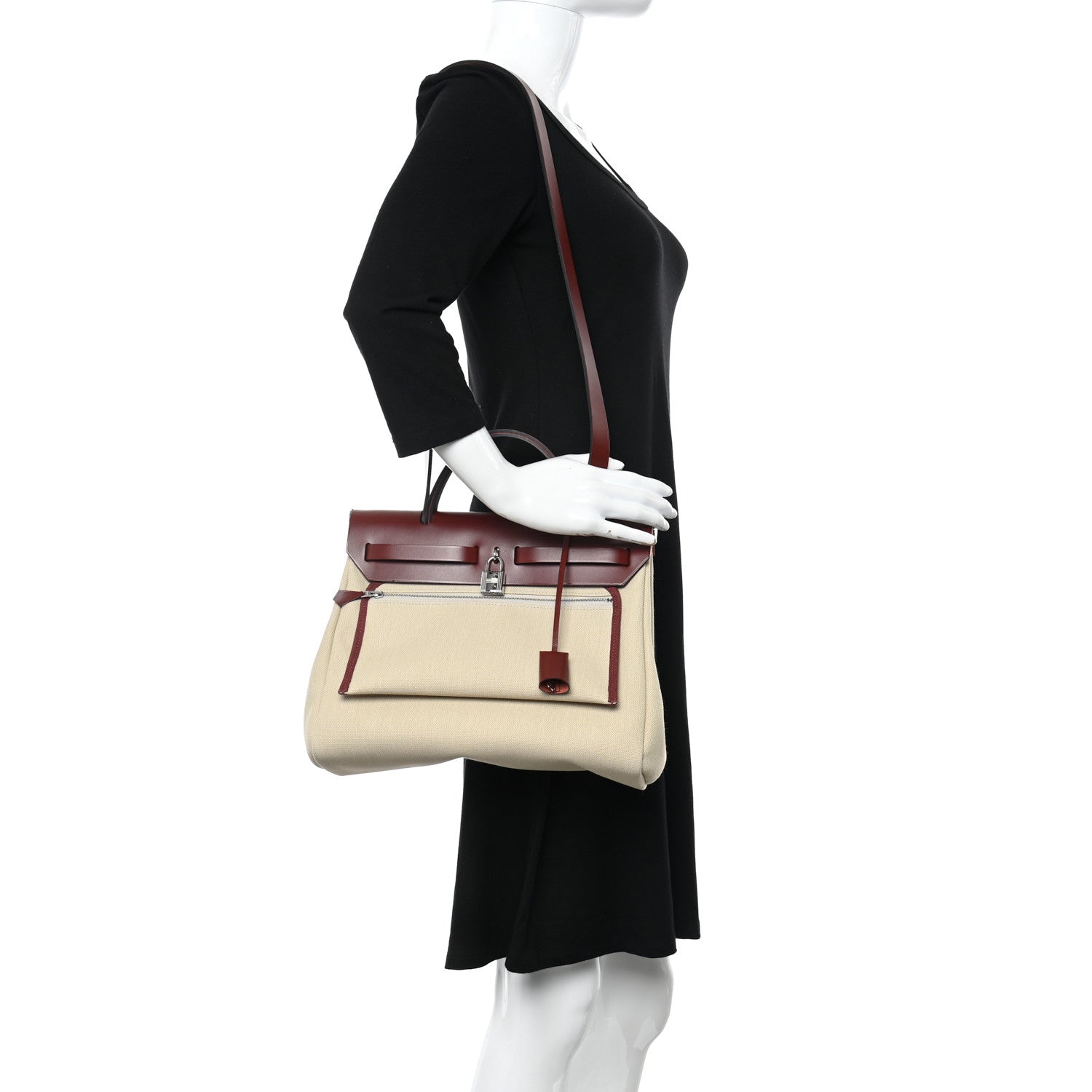 Hermes Military Toile Vache Hunter Herbag Zip 31 PM Beton Rouge H 2 of 10