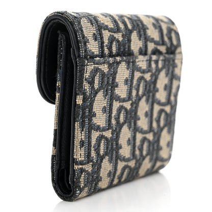 Christian Dior Oblique Saddle Lotus Wallet Blue 3 of 11