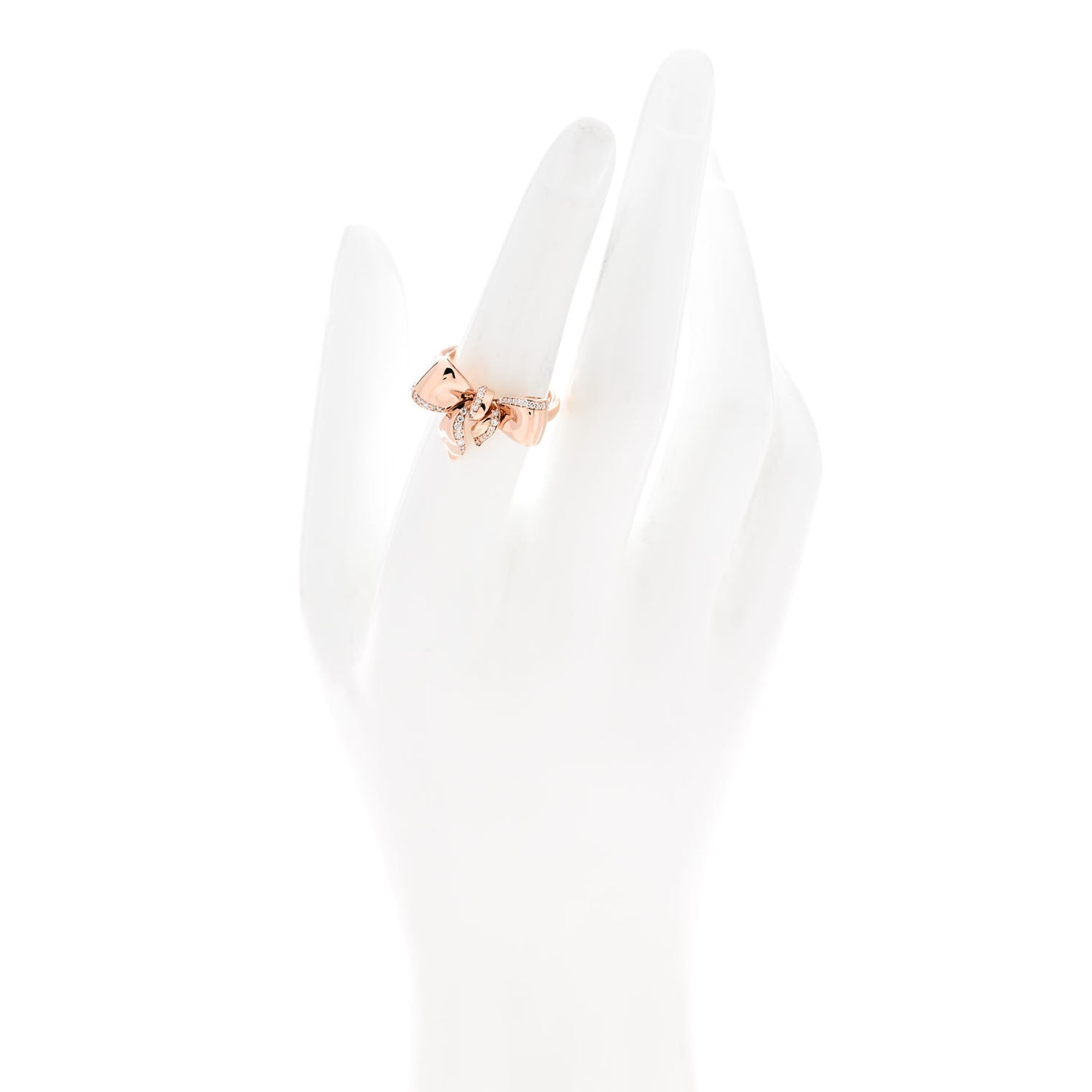 18K Rose Gold Diamond Bow Ring 53 6.25