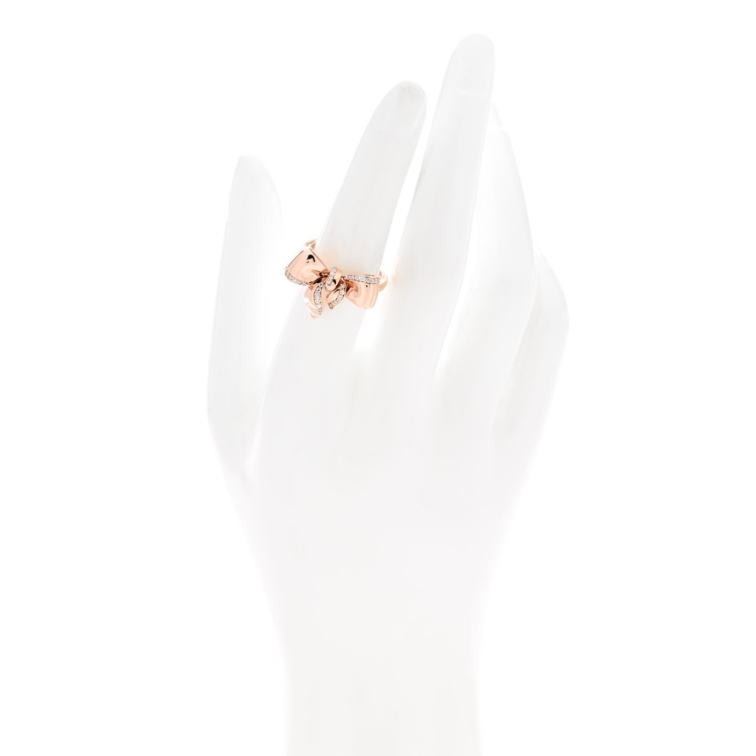 Damiani 18K Rose Gold Diamond Bow Ring 53 6.25 2 of 5