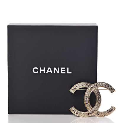 Chanel Crystal CC Brooch Gold Purple 5 of 5