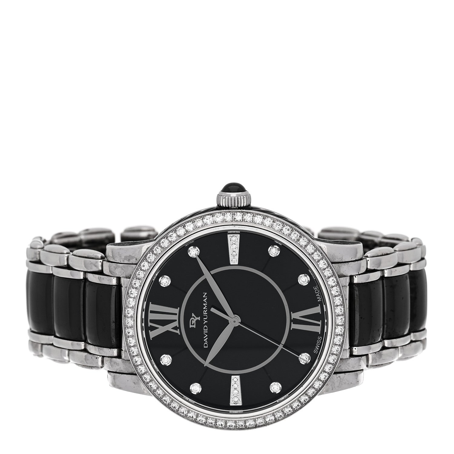 David Yurman Stainless Steel Ceramic Diamond Bezel 38mm Classic Quartz Watch Black 2 of 5