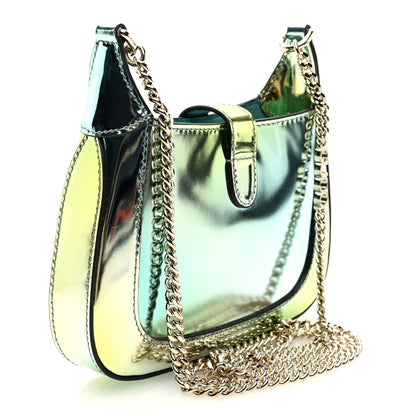 Gucci Piuma Shade Lux Mirrored Calfskin Mini Jackie Notte Bag Glacial Yellow Silver 3 of 9