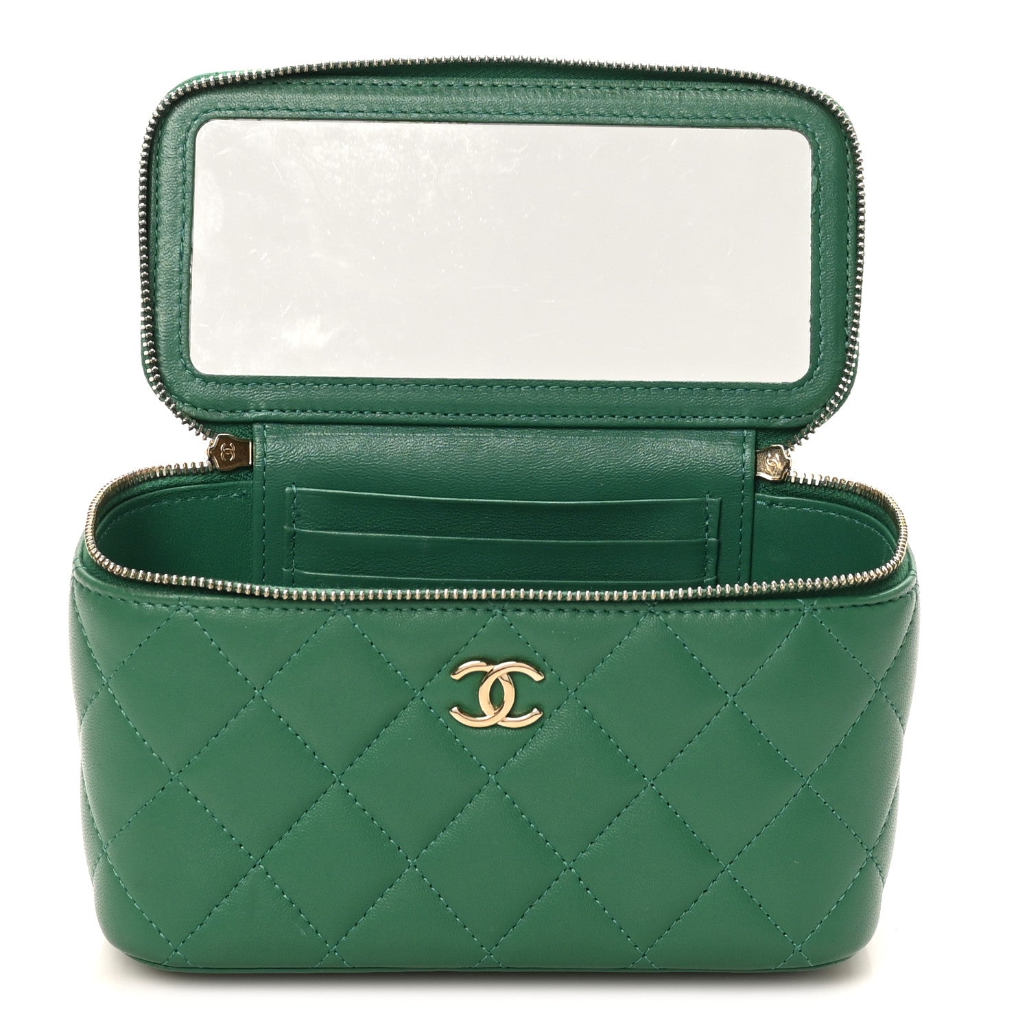 Chanel Lambskin Quilted Small Top Handle Vanity Case With Chain Green 5 of 11
