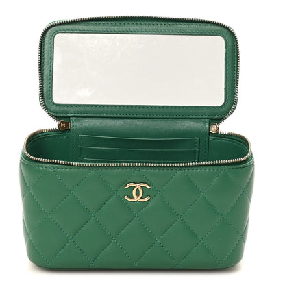 Chanel Lambskin Quilted Small Top Handle Vanity Case With Chain Green 5 of 11