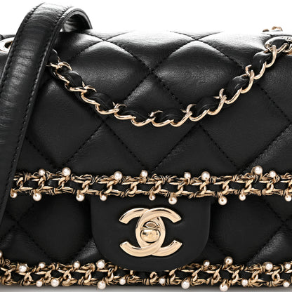 Chanel Lambskin Quilted Pearl Edge Mini Rectangular Flap Bag Black 8 of 12