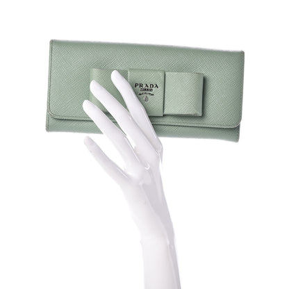 Prada Saffiano Bow Continental Wallet Acquamarina 3 of 17
