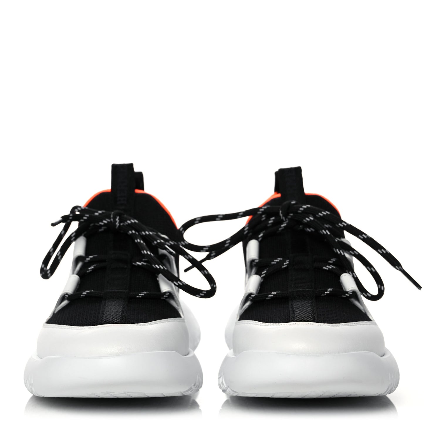 Technical Canvas Calfskin Womens Duel Sneakers 36 White Black