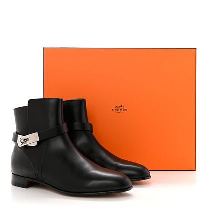 Hermes Calfskin Follow Ankle Boots 37 Black 10 of 10