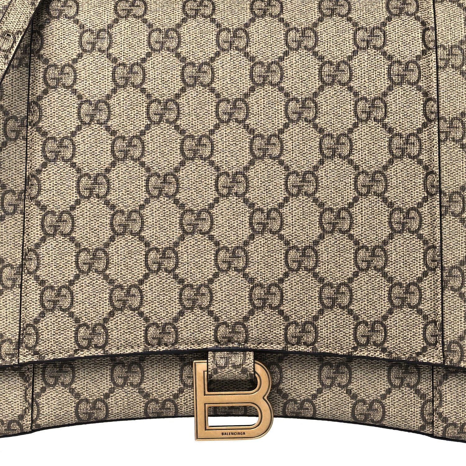 Balenciaga X GUCCI GG Supreme Monogram Medium Hourglass Top Handle Bag Beige Ebony 9 of 11