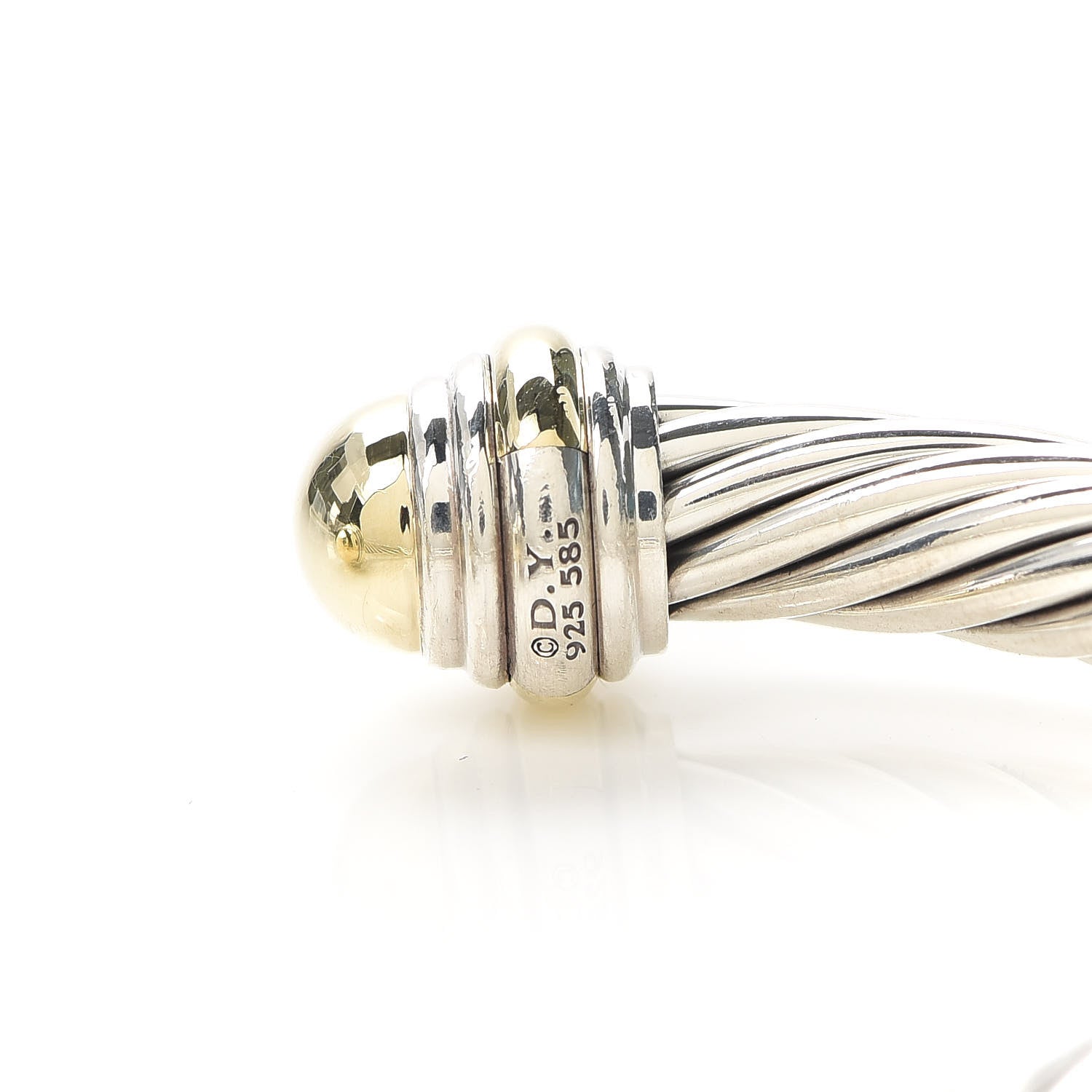 David Yurman Sterling Silver 14K Yellow Gold 7mm Cable Classics Bracelet 4 of 4
