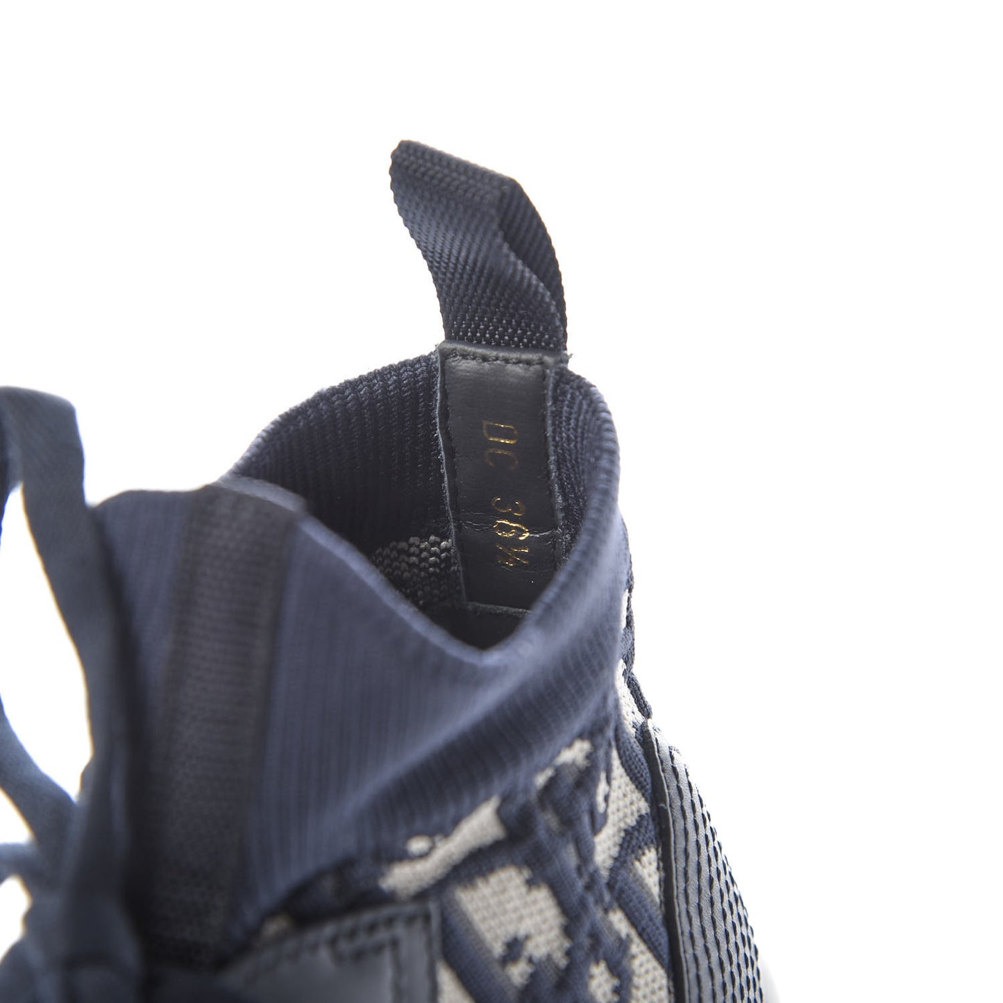 Technical Canvas Mesh Calfskin Womens Oblique Walk'n Dior High Top Sneakers 36.5 Deep Blue
