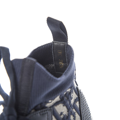 Christian Dior Technical Canvas Mesh Calfskin Womens Oblique Walk'n Dior High Top Sneakers 36.5 Deep Blue 9 of 10