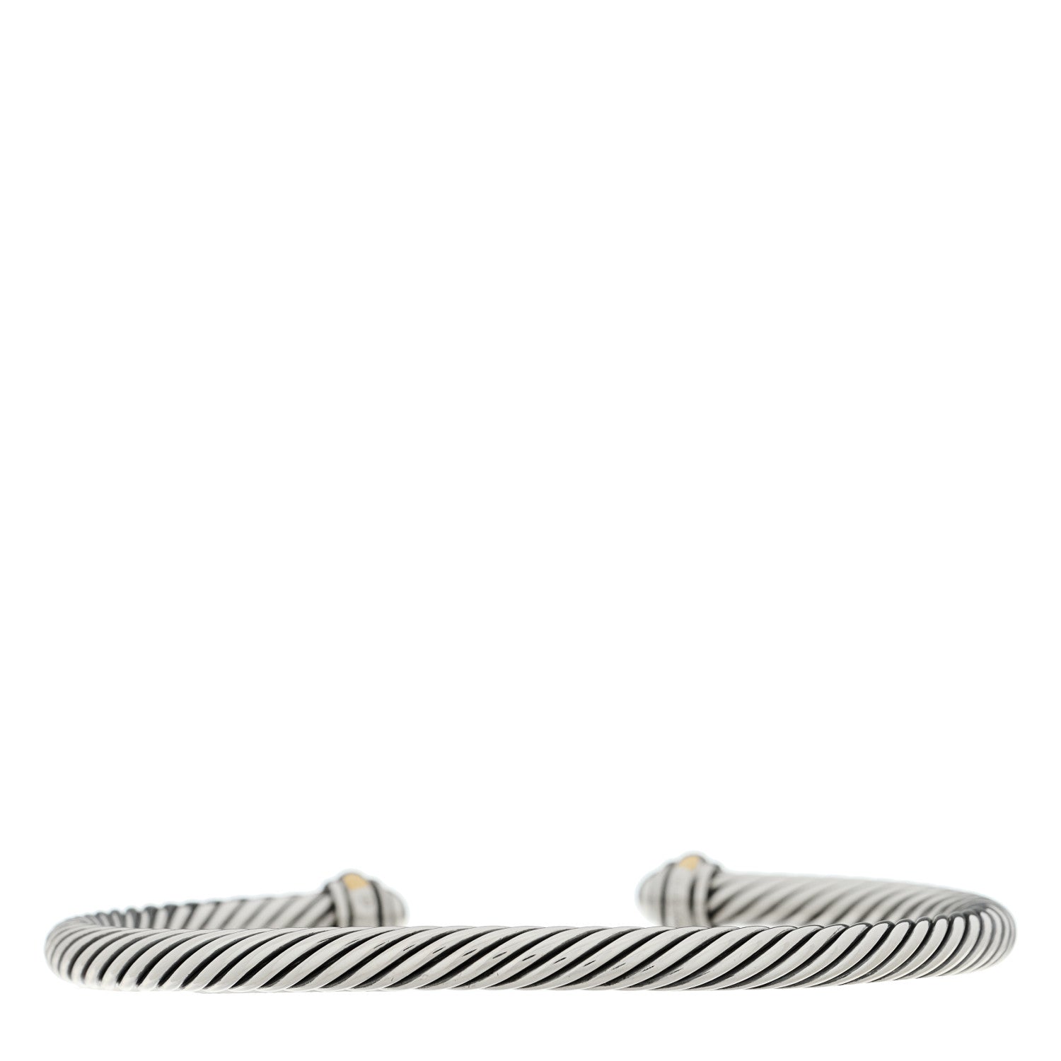 David Yurman Sterling Silver 18K Yellow Gold 4mm Cable Classics Bracelet 2 of 3