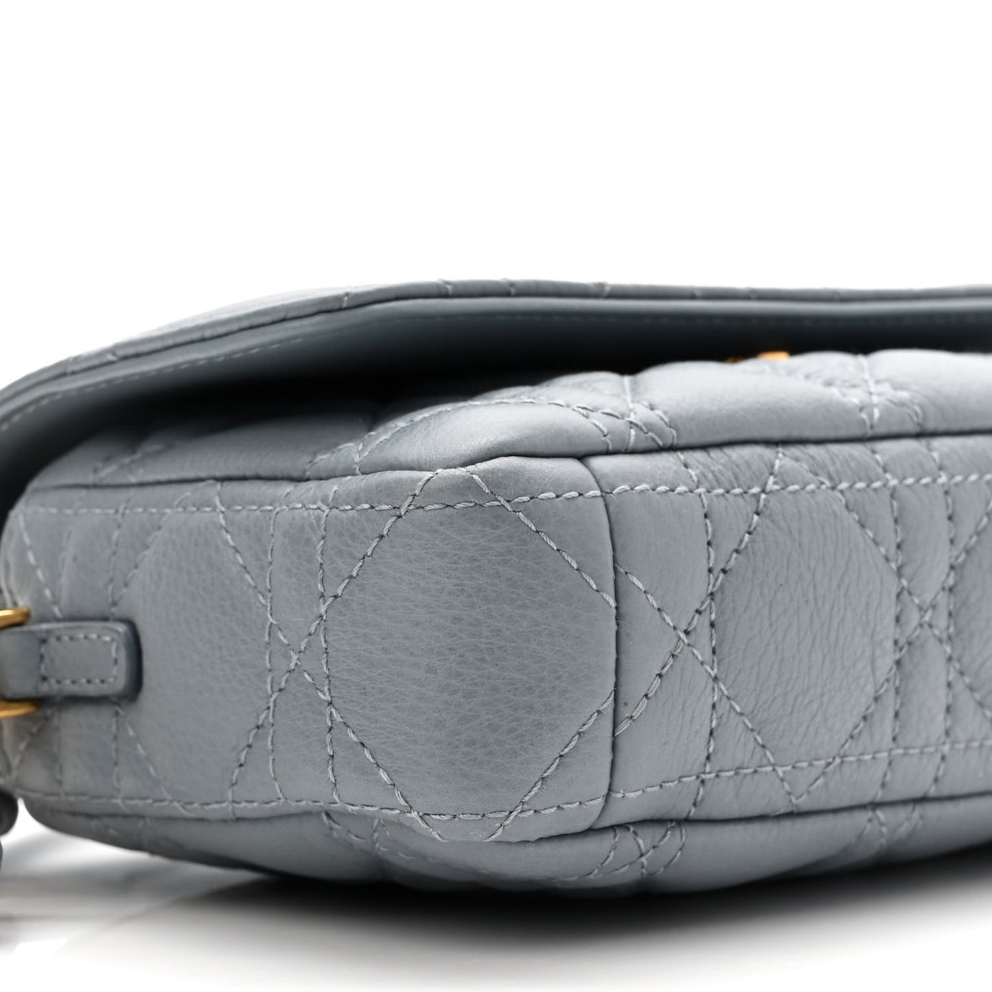 Supple Calfskin Cannage Caro Pouch with Chain Cloud Blue