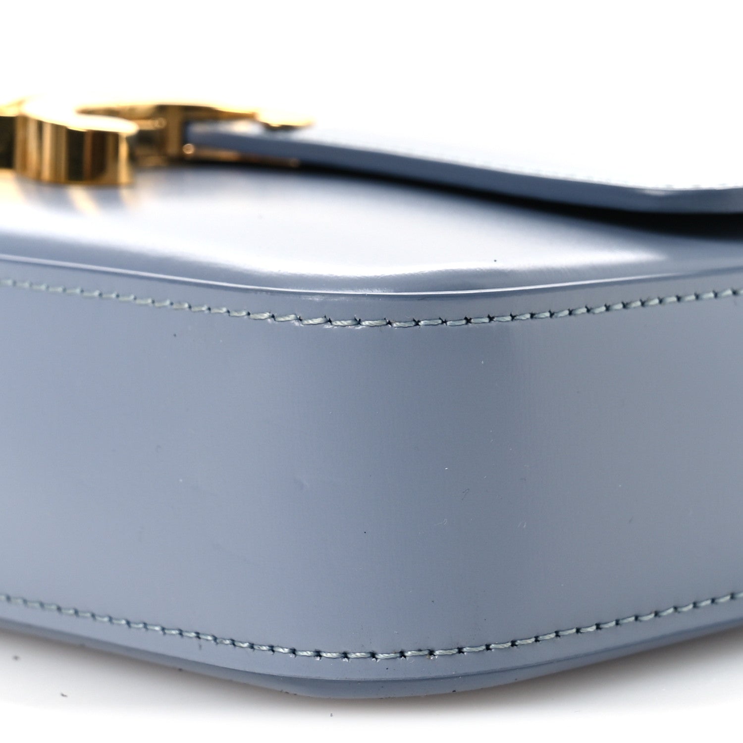 Celine Shiny Calfskin Triomphe Shoulder Bag California Blue 11 of 13