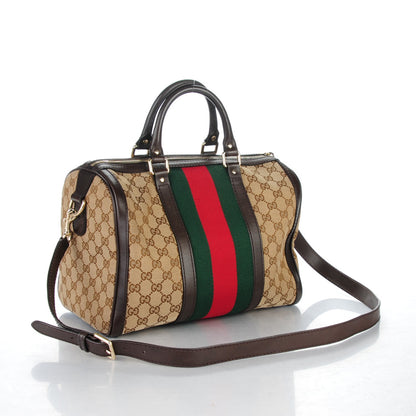 Gucci Monogram Vintage Web Medium Boston Dark Brown 7 of 18