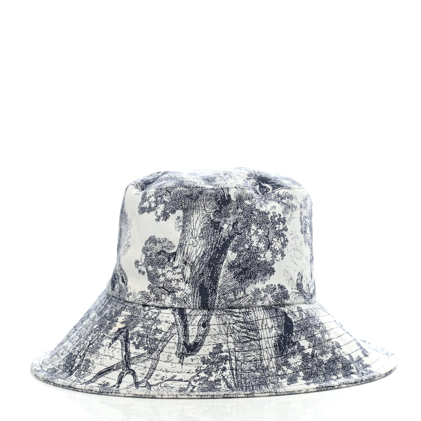 Cotton Toile De Jouy Bucket Hat 57 Blue