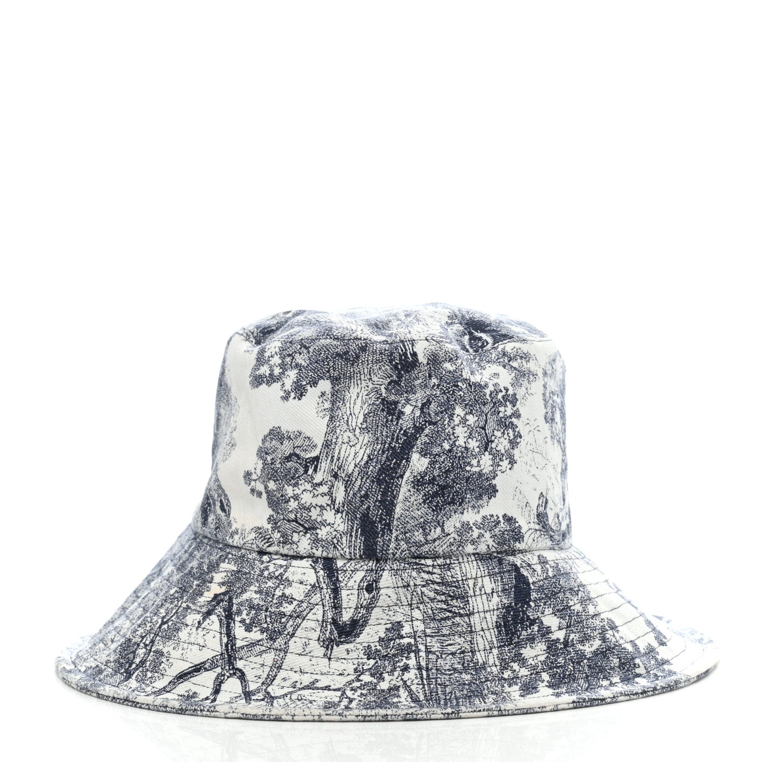 Christian Dior Cotton Toile De Jouy Bucket Hat 57 Blue 5 of 7