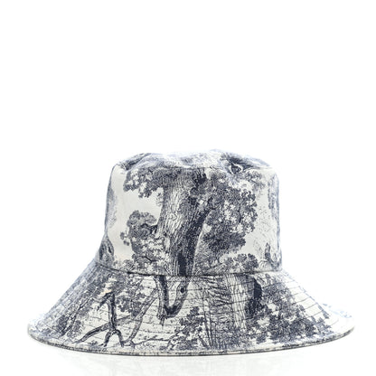 Christian Dior Cotton Toile De Jouy Bucket Hat 57 Blue 5 of 7