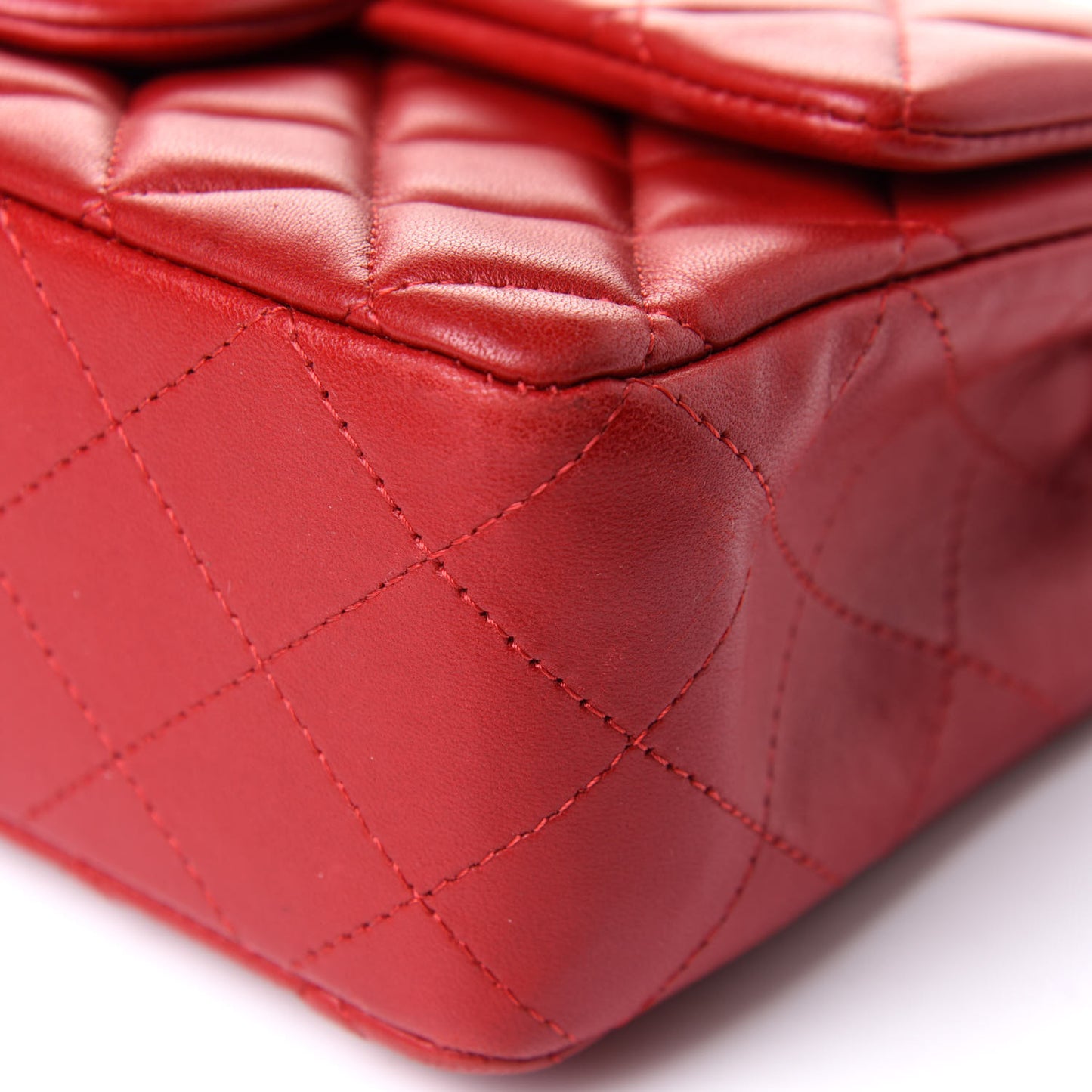 Lambskin Quilted Mini Rectangular Flap Red
