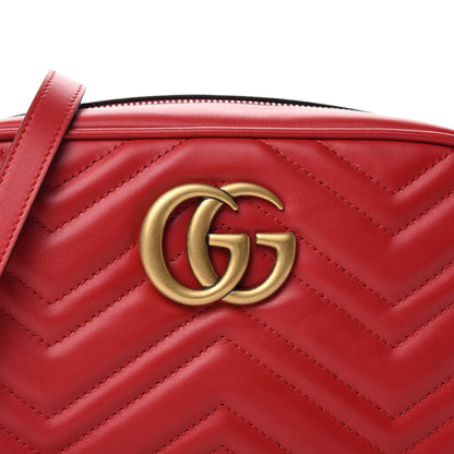 Gucci Calfskin Matelasse Small GG Marmont Chain Shoulder Bag Hibiscus Red 10 of 11
