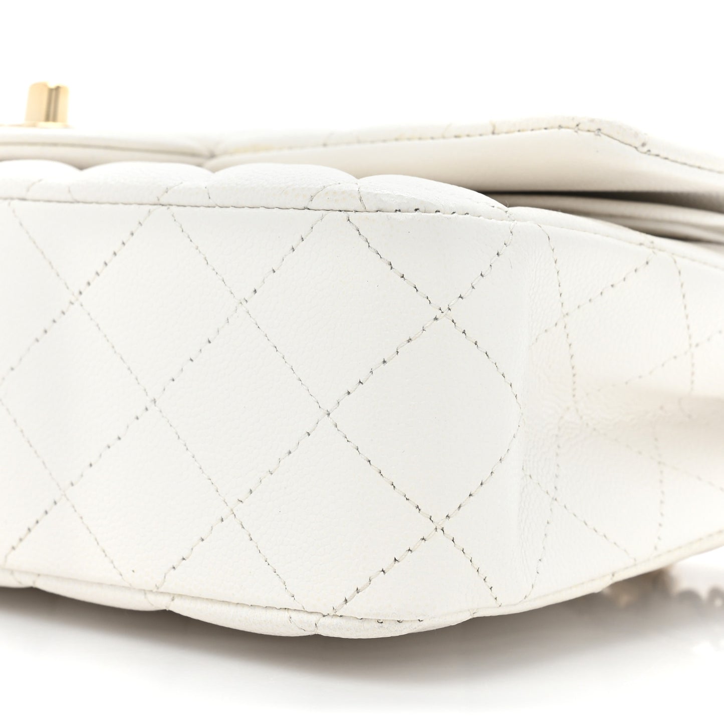 Caviar Quilted Medium Double Flap White