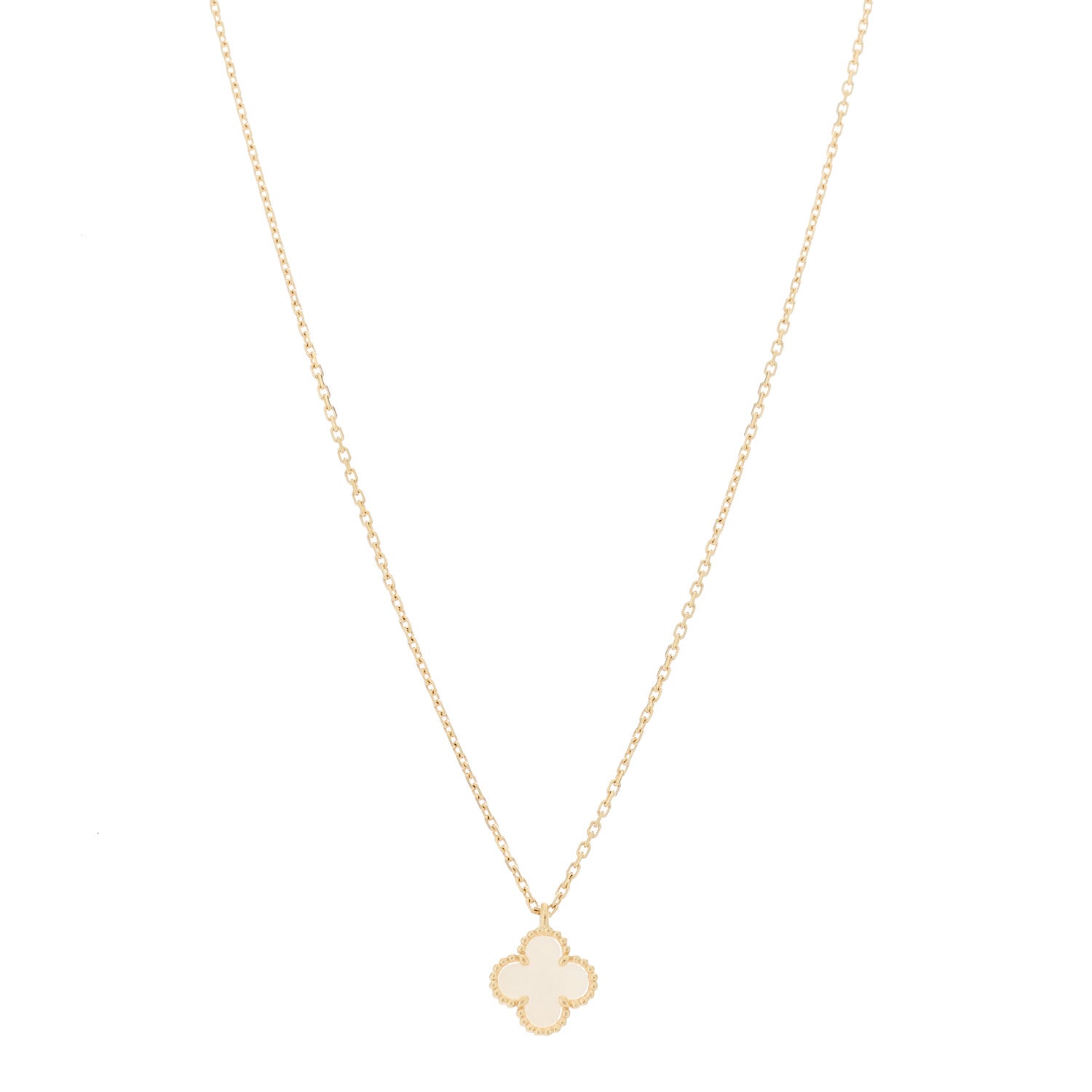 Van Cleef & Arpels 18K Yellow Gold Mother of Pearl Sweet Alhambra Pendant Necklace 1 of 5