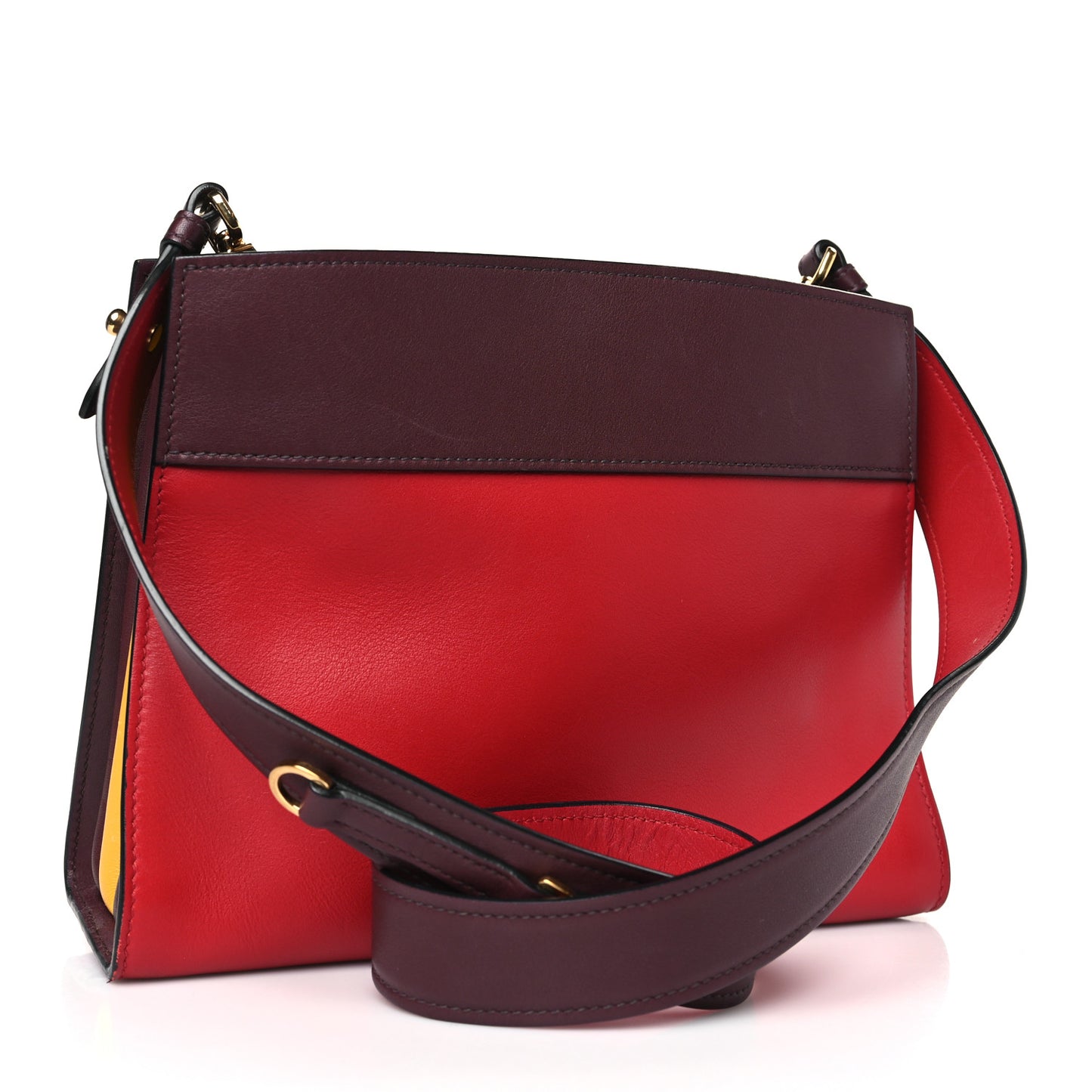 City Calf Colorblock Bibliotheque Shoulder Bag Fucco Granat