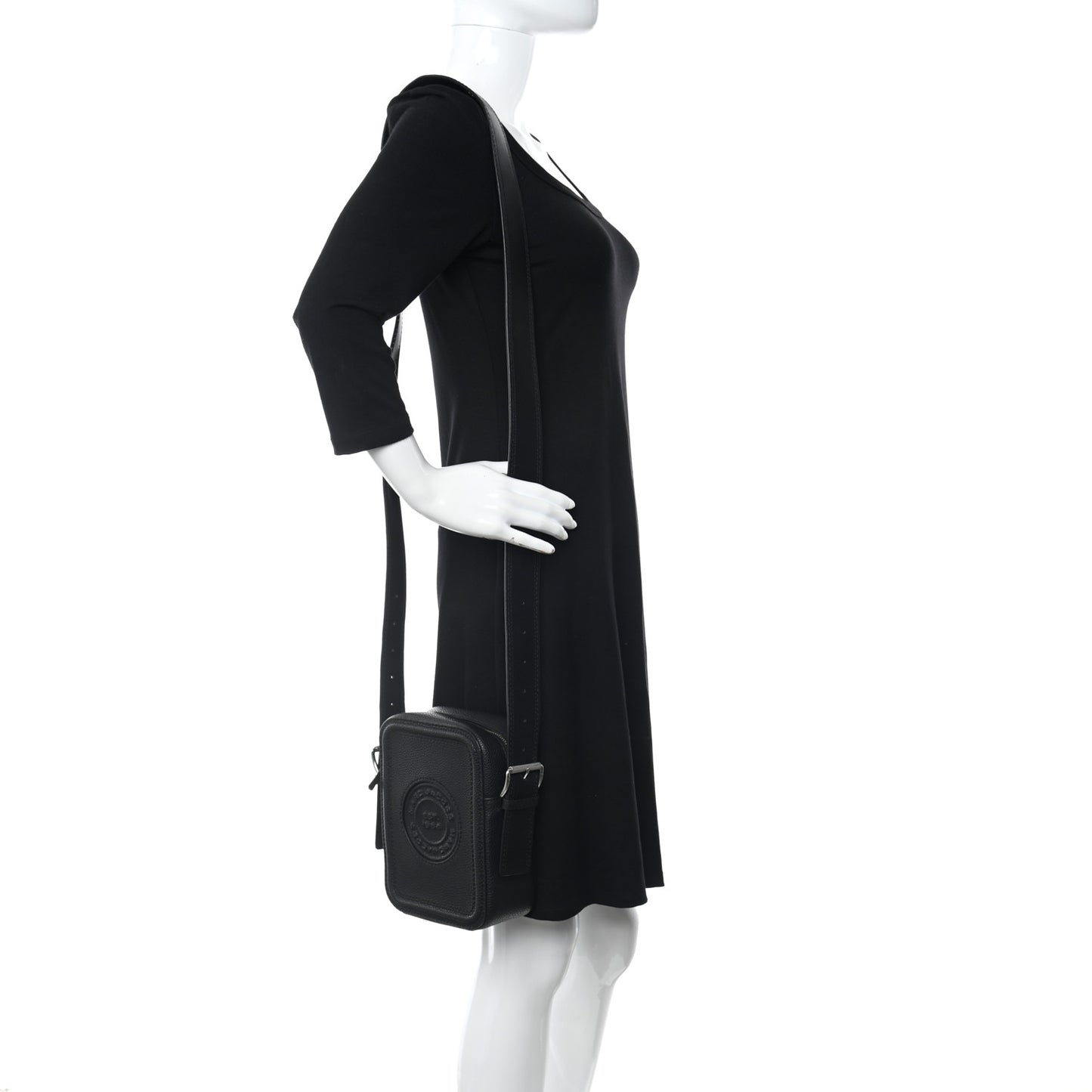 Calfskin Signet Stitched Crossbody Bag Black