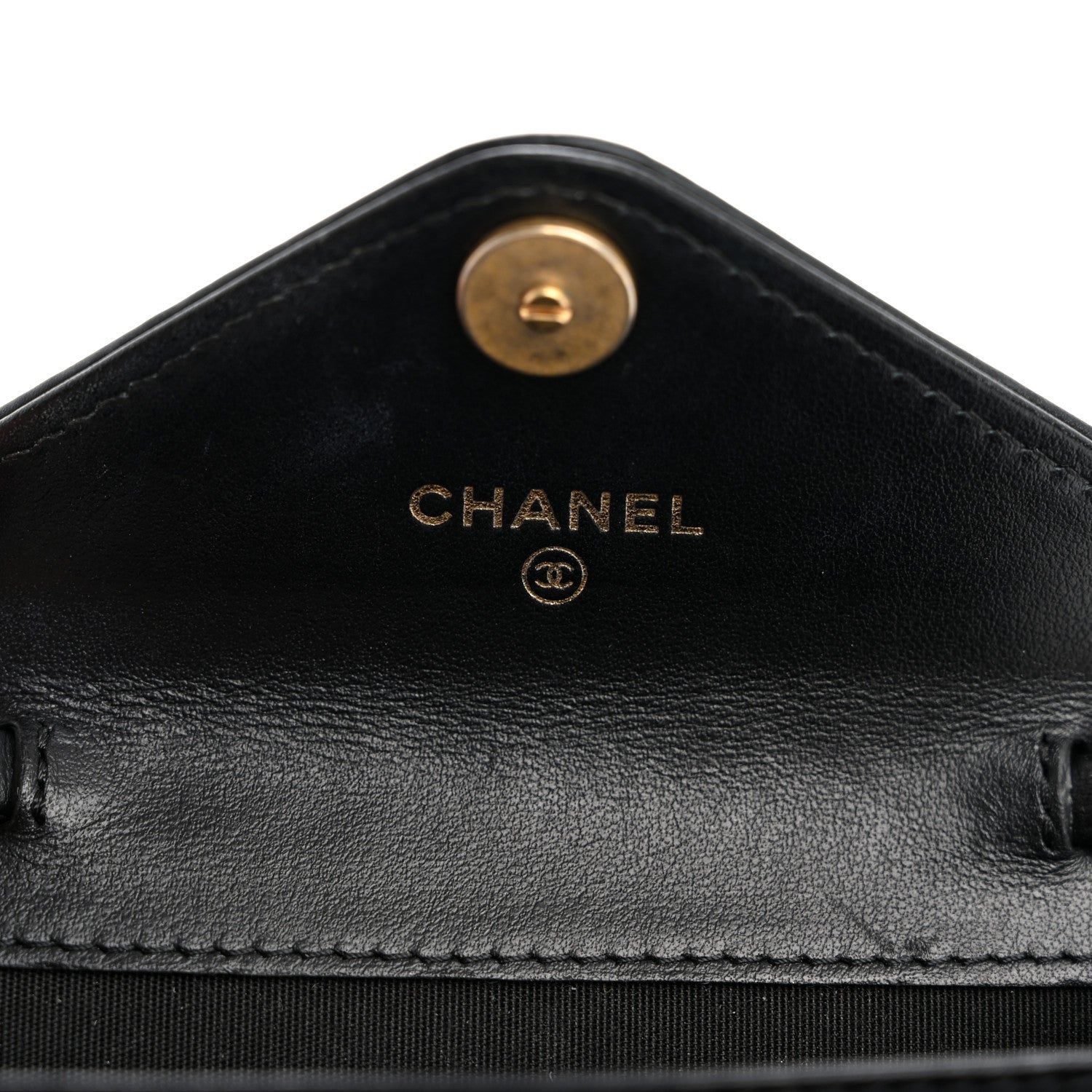 Chanel Snakeskin Calfskin Embossed Chevron Quilted CC Chain Wallet Black 6 of 11