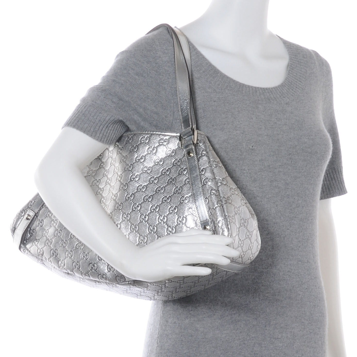 Guccissima Medium Abbey Shoulder Bag Silver
