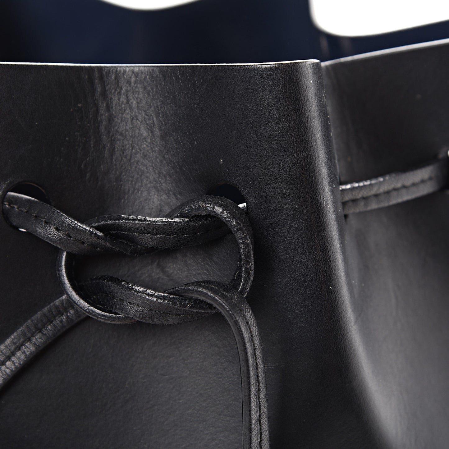 Vegetable Tanned Calfskin Mini Bucket Bag Black Blu