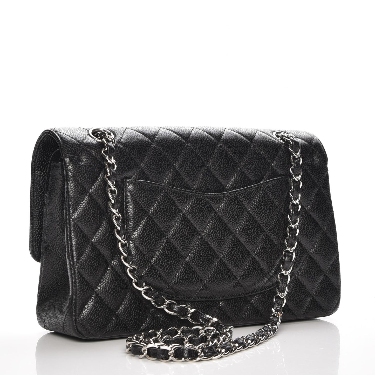 Caviar Quilted Medium Double Flap Black