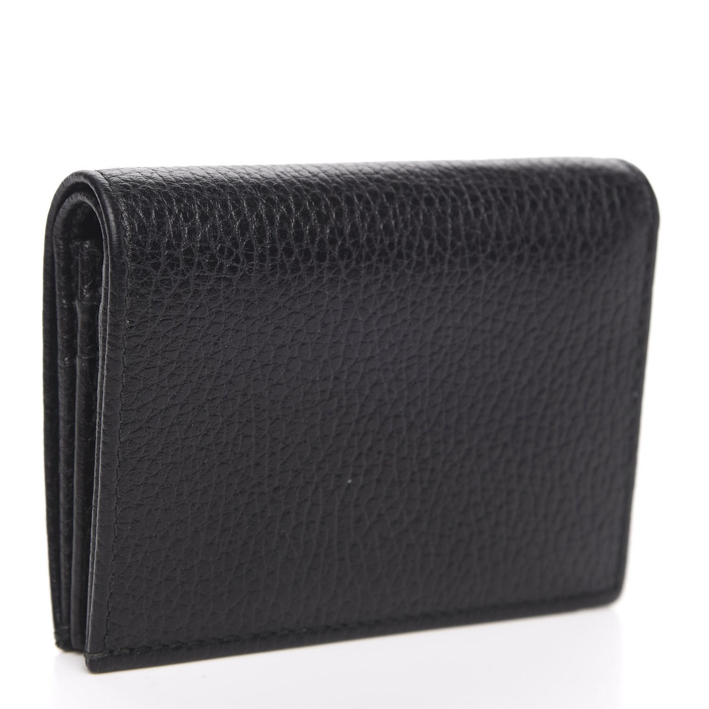 Pebbled Calfskin GG Marmont Card Case Black