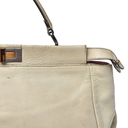 Fendi Goatskin Stingray Large Peekaboo Iconic Satchel White Pink 22 of 35