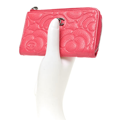 Chanel Caviar Camellia Embossed Key Holder Case Pink 2 of 7
