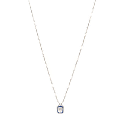 Harry Winston Platinum Diamond Blue Sapphire HW Logo Pendant Necklace 1 of 5