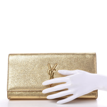 Saint Laurent Metallic Textured Calfskin Monogram Cassandre Clutch Gold 2 of 9